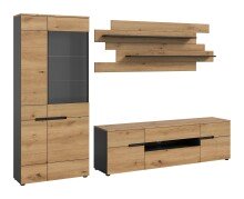 Wohnwand >Canu< in Basalt Grau / Artisan -...