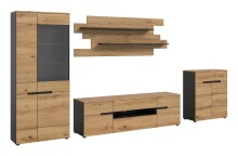 Wohnwand >Canu< in Basalt Grau / Artisan -...