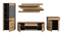 Wohnwand >Canu< in Basalt Grau / Artisan - 375x190x44cm (BxHxT)