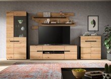 Wohnwand >Canu< in Basalt Grau / Artisan -...