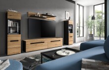Wohnwand >Canu< in Basalt Grau / Artisan -...