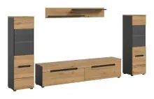 Wohnwand >Canu< in Basalt Grau / Artisan -...