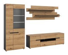Wohnzimmer-Set >Canu< in Basalt Grau / Artisan - 280x190x44cm (BxHxT)