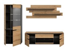 Wohnzimmer-Set >Canu< in Basalt Grau / Artisan - 280x190x44cm (BxHxT)
