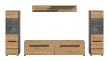 Wohnzimmer-Set >Canu< in Basalt Grau / Artisan - 272x141x33cm (BxHxT)