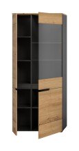 Vitrine >Canu< in Basalt Grau / Artisan - 190x80x37cm (BxHxT)
