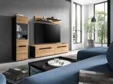 Wohnwand >Canu< in Basalt Grau / Artisan -...