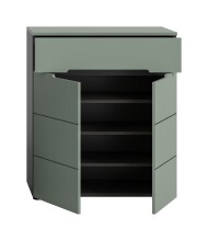 Schuhkommode >Canu< in Basalt Grau / Smoke Green - 94x80x37cm (BxHxT)