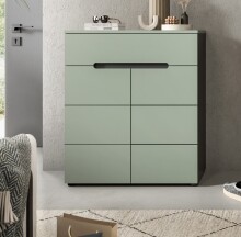 Schuhkommode >Canu< in Basalt Grau / Smoke Green - 94x80x37cm (BxHxT)