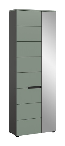 Garderobenschrank >Canu< in Basalt Grau / Smoke Green - 190x65x37cm (BxHxT)