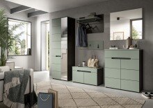 Garderobenschrank >Canu< in Basalt Grau / Smoke Green - 190x65x37cm (BxHxT)