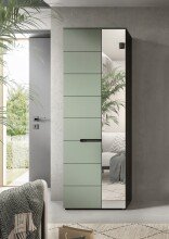 Garderobenschrank >Canu< in Basalt Grau / Smoke Green - 190x65x37cm (BxHxT)