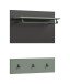 Garderobenpaneel >Canu< in Basalt Grau / Smoke Green - 73x80x27cm (BxHxT)