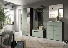 Garderobenpaneel >Canu< in Basalt Grau / Smoke Green - 141x80x29cm (BxHxT)