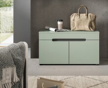 Sitzbank >Canu< in Basalt Grau / Smoke Green - 80x45x37cm (BxHxT)