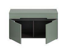 Sitzbank >Canu< in Basalt Grau / Smoke Green - 80x45x37cm (BxHxT)