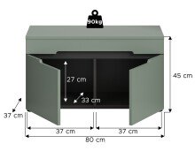 Sitzbank >Canu< in Basalt Grau / Smoke Green - 80x45x37cm (BxHxT)