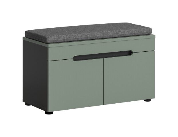 Sitzbank >Canu< in Basalt Grau / Smoke Green - 80x45x37cm (BxHxT)