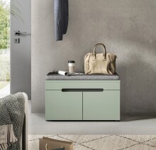 Sitzbank >Canu< in Basalt Grau / Smoke Green - 80x45x37cm (BxHxT)
