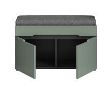 Sitzbank >Canu< in Basalt Grau / Smoke Green - 80x45x37cm (BxHxT)