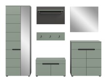 Garderoben-Set >Canu< in Basalt Grau / Smoke Green - 255x190x37cm (BxHxT)