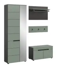 Garderoben-Set >Canu< in Basalt Grau / Smoke Green...
