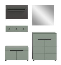 Garderoben-Set >Canu< in Basalt Grau / Smoke Green - 175x190x37cm (BxHxT)