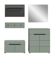Garderoben-Set >Canu< in Basalt Grau / Smoke Green - 175x190x37cm (BxHxT)