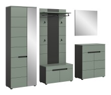 Garderoben-Set >Canu< in Basalt Grau / Smoke Green - 255x190x37cm (BxHxT)