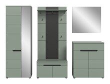 Garderoben-Set >Canu< in Basalt Grau / Smoke Green - 255x190x37cm (BxHxT)