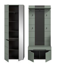 Garderoben-Set >Canu< in Basalt Grau / Smoke Green - 160x190x37cm (BxHxT)