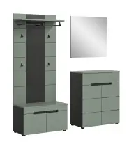 Garderoben-Set >Canu< in Basalt Grau / Smoke Green...