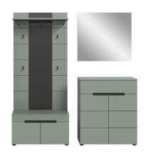 Garderoben-Set >Canu< in Basalt Grau / Smoke Green - 175x190x37cm (BxHxT)