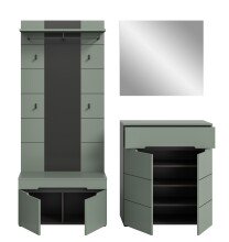 Garderoben-Set >Canu< in Basalt Grau / Smoke Green - 175x190x37cm (BxHxT)