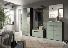 Garderoben-Set >Canu< in Basalt Grau / Smoke Green - 175x190x37cm (BxHxT)