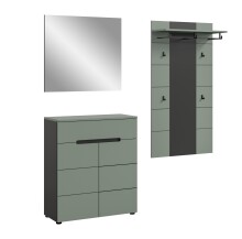 Garderoben-Set >Canu< in Basalt Grau / Smoke Green - 175x190x37cm (BxHxT)