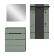 Garderoben-Set >Canu< in Basalt Grau / Smoke Green - 175x190x37cm (BxHxT)