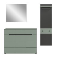 Garderoben-Set >Canu< in Basalt Grau / Smoke Green - 180x190x37cm (BxHxT)