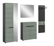 Garderoben-Set >Canu< in Basalt Grau / Smoke Green - 220x190x37cm (BxHxT)