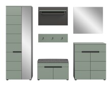 Garderoben-Set >Canu< in Basalt Grau / Smoke Green - 255x190x37cm (BxHxT)