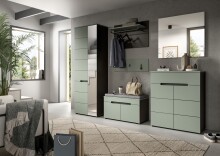 Garderoben-Set >Canu< in Basalt Grau / Smoke Green - 255x190x37cm (BxHxT)