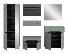 Garderoben-Set >Canu< in Basalt Grau / Smoke Green - 255x190x37cm (BxHxT)