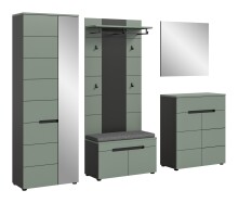 Garderoben-Set >Canu< in Basalt Grau / Smoke Green - 255x190x37cm (BxHxT)