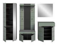Garderoben-Set >Canu< in Basalt Grau / Smoke Green - 255x190x37cm (BxHxT)
