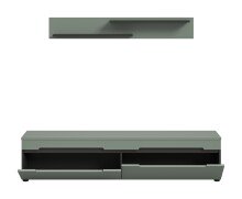 Lowboard >Canu< in Basalt Grau / Smoke Green - 170x38x33cm (BxHxT)