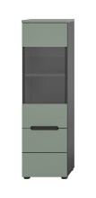 Vitrine >Canu< in Basalt Grau / Smoke Green - 36x125x33cm (BxHxT)