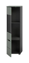 Vitrine >Canu< in Basalt Grau / Smoke Green - 36x125x33cm (BxHxT)