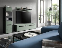 Wohnwand >Canu< in Basalt Grau / Smoke Green -...