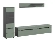 Wohnwand >Canu< in Basalt Grau / Smoke Green -...