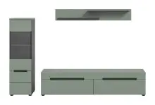 Wohnwand >Canu< in Basalt Grau / Smoke Green -...